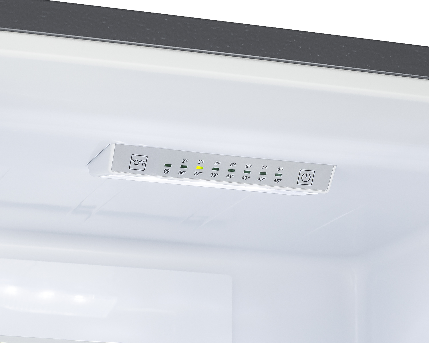 ENERGY STAR certified bottom freezer refrigerator in a stainless steel look with digital controls and a counter depth fit